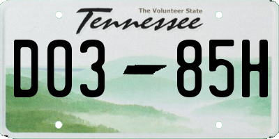 TN license plate D0385H
