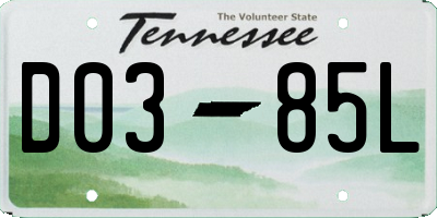 TN license plate D0385L