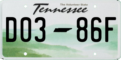 TN license plate D0386F