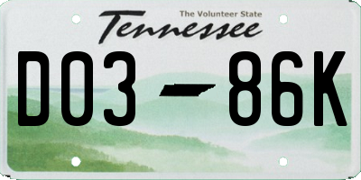 TN license plate D0386K