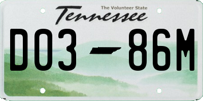 TN license plate D0386M