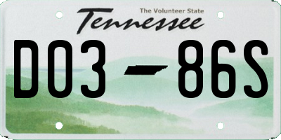 TN license plate D0386S
