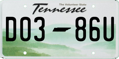 TN license plate D0386U