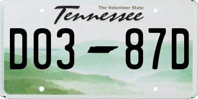 TN license plate D0387D
