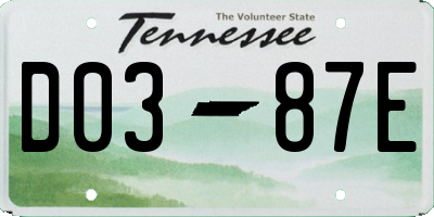 TN license plate D0387E