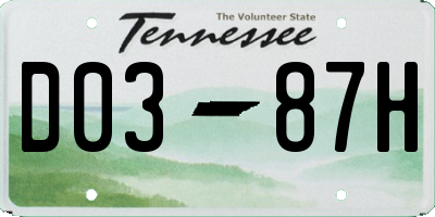 TN license plate D0387H