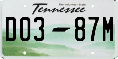 TN license plate D0387M