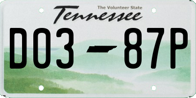 TN license plate D0387P