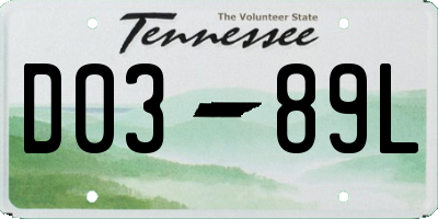 TN license plate D0389L