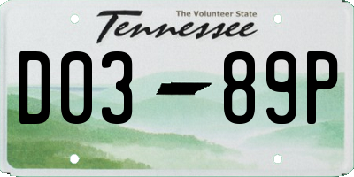TN license plate D0389P