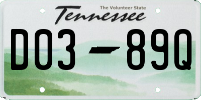 TN license plate D0389Q