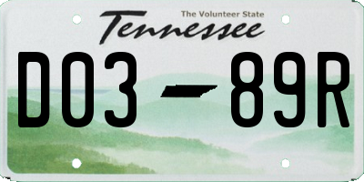 TN license plate D0389R