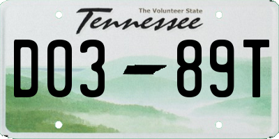 TN license plate D0389T