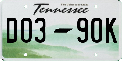 TN license plate D0390K