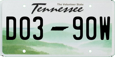 TN license plate D0390W