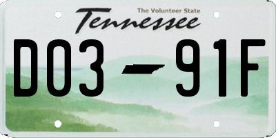 TN license plate D0391F