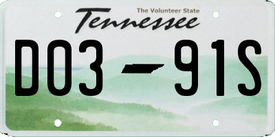 TN license plate D0391S