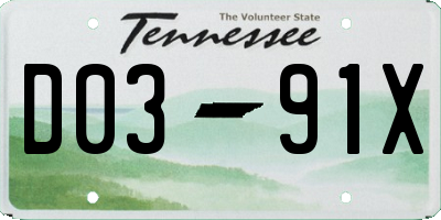 TN license plate D0391X