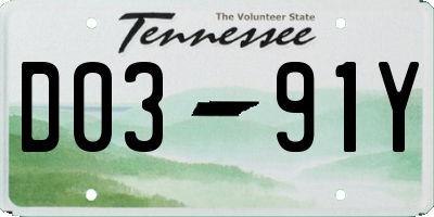 TN license plate D0391Y