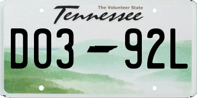 TN license plate D0392L