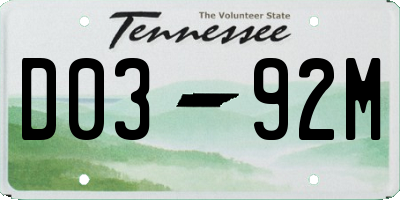 TN license plate D0392M