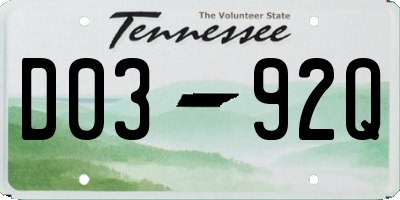 TN license plate D0392Q