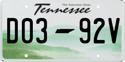 TN license plate D0392V