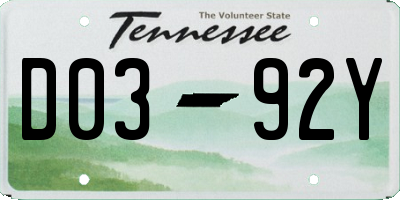 TN license plate D0392Y