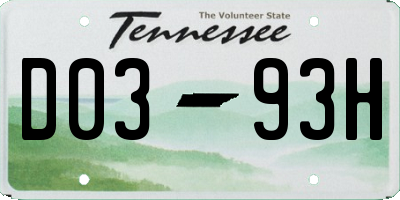 TN license plate D0393H