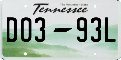 TN license plate D0393L
