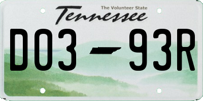 TN license plate D0393R