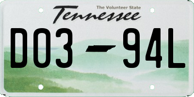 TN license plate D0394L