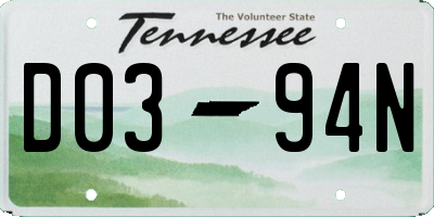 TN license plate D0394N