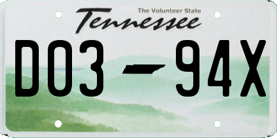 TN license plate D0394X