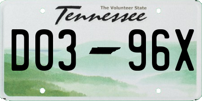 TN license plate D0396X