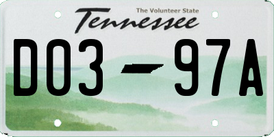 TN license plate D0397A
