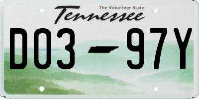 TN license plate D0397Y