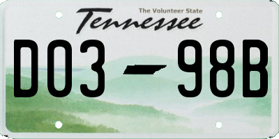 TN license plate D0398B
