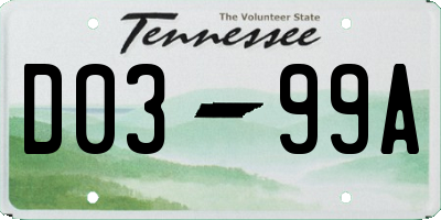 TN license plate D0399A