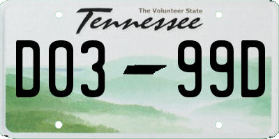 TN license plate D0399D