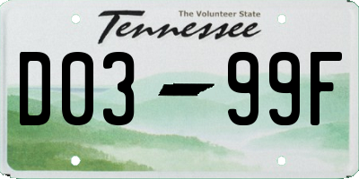 TN license plate D0399F