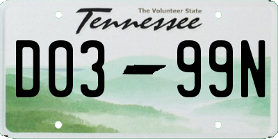 TN license plate D0399N