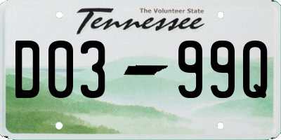 TN license plate D0399Q