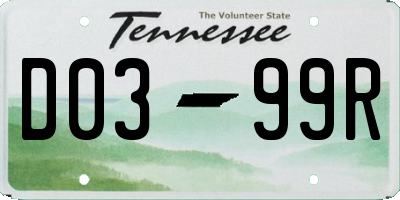 TN license plate D0399R