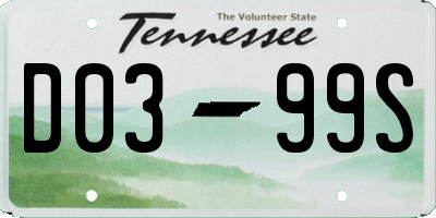 TN license plate D0399S