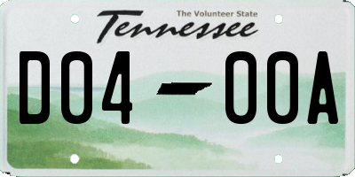 TN license plate D0400A