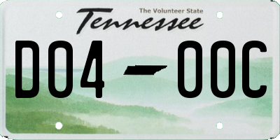 TN license plate D0400C