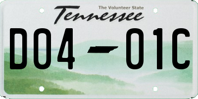 TN license plate D0401C