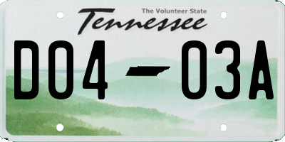 TN license plate D0403A