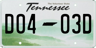TN license plate D0403D